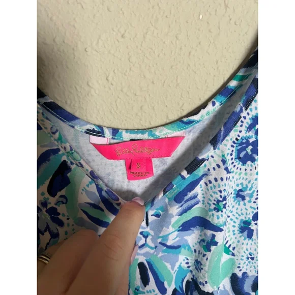 Women's Lilly Pulitzer Faux Dress Romper Size S Blue Floral Sleeveless - Picture 5 of 10